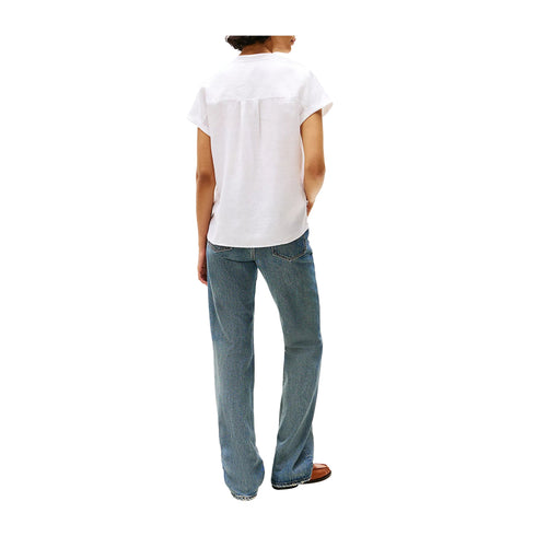 Tommy Hilfiger Camicia corta Camicia Donna coreana in lino 36 P25 - TOMMY HILFIGERWW44715 - YCF - 36 - Francavilla Moda